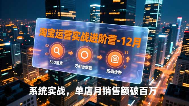 淘宝运营实战进阶营-12月：SEO搜索、万相台爆款、数据诊断，系统实战，单店月销售额破百万-搞钱日记