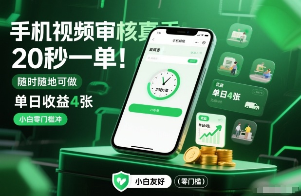 手机视频审核真香！20秒一单，随时随地可做，单日收益4张，小白零门槛冲【揭秘】-搞钱日记