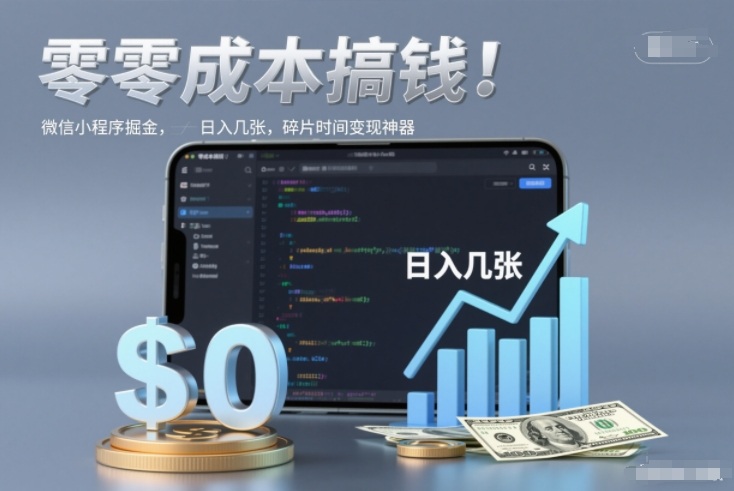 零成本搞钱，微信小程序掘金，简单易操作，日入几张，碎片时间变现神器【揭秘】-搞钱日记