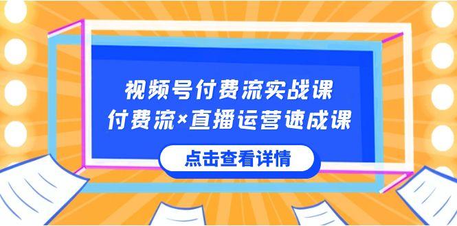 视频号付费流实战课，付费流×直播运营速成课，让你快速掌握视频号核心运营技能-搞钱日记