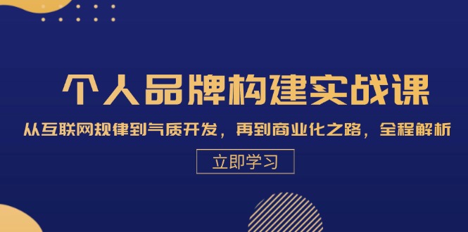 个人品牌构建实战课：从互联网规律到气质开发，再到商业化之路，全程解析-搞钱日记