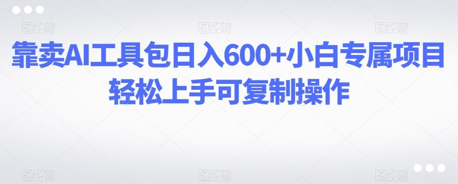 靠卖AI工具包日入600+小白专属项目轻松上手可复制操作-搞钱日记