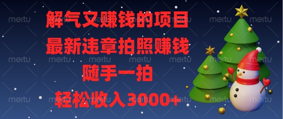 解气又赚钱的项目，最新违章拍照赚钱，随手一拍，轻松收入3000+-搞钱日记