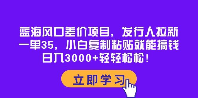 蓝海风口差价项目，发行人拉新，一单35，小白复制粘贴就能搞钱！日入30…-搞钱日记