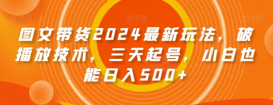 图文带货2024最新玩法，破播放技术，三天起号，小白也能日入500+【揭秘】-搞钱日记