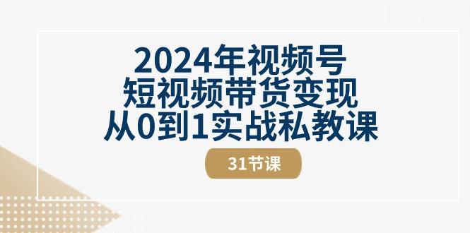 2024年视频号短视频带货变现从0到1实战私教课(30节视频课)-搞钱日记