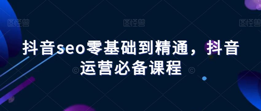 抖音seo零基础到精通，抖音运营必备课程-搞钱日记