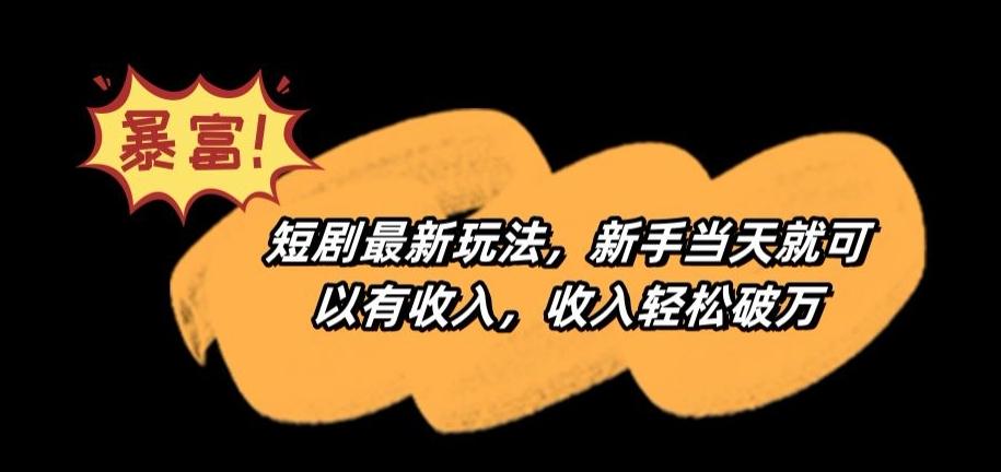 短剧最新玩法，新手当天就可以有收入，收入轻松破万【揭秘】-搞钱日记