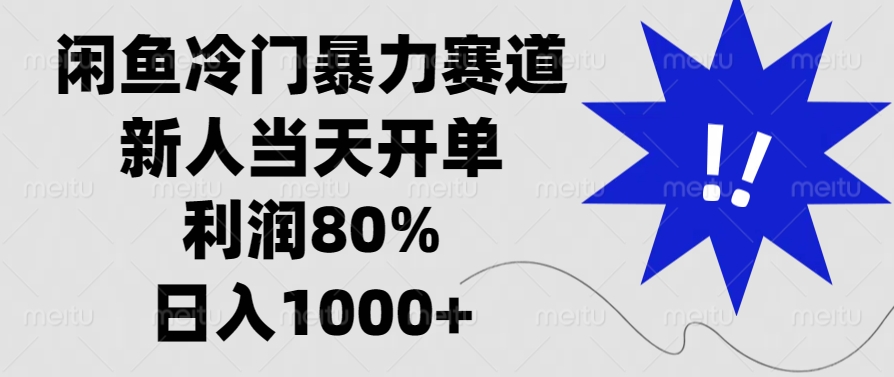 闲鱼冷门暴力赛道，新人当天开单，利润80%，日入1000+-搞钱日记