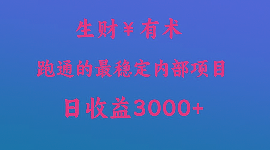 高手赚钱的秘密，生财有术跑通的最稳定内部项目，每天收益几千+，月入过N万，你不…-搞钱日记