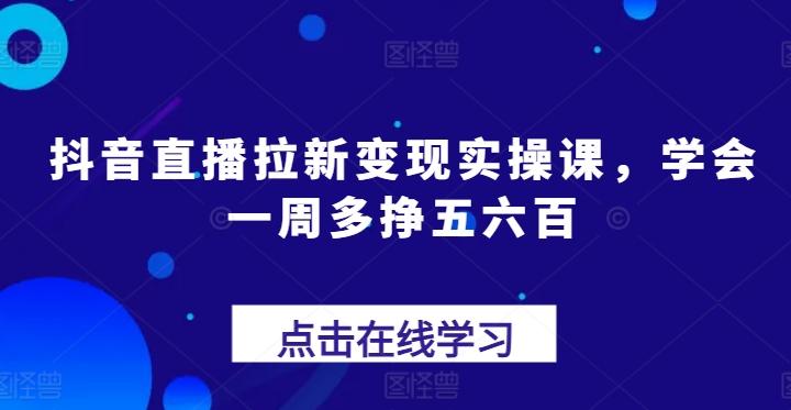抖音直播拉新变现实操课，学会一周多挣五六百-搞钱日记