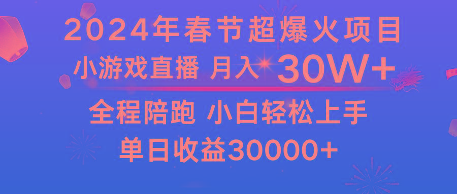 龙年2024过年期间，最爆火的项目 抓住机会 普通小白如何逆袭一个月收益30W+-搞钱日记