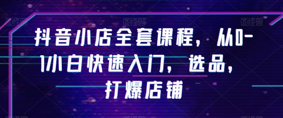 抖音小店全套课程，从0-1小白快速入门，选品，打爆店铺-搞钱日记