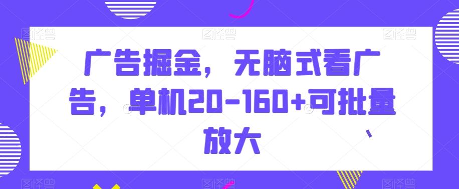 广告掘金，无脑式看广告，单机20-160+可批量放大【揭秘】-搞钱日记