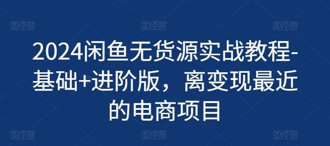 2024闲鱼无货源实战教程-基础+进阶版，离变现最近的电商项目-搞钱日记