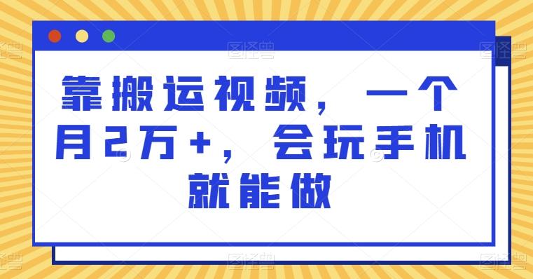 靠搬运视频，一个月2万+，会玩手机就能做-搞钱日记