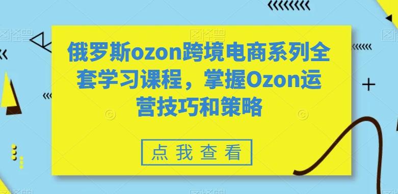 俄罗斯ozon跨境电商系列全套学习课程，掌握Ozon运营技巧和策略-搞钱日记