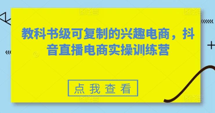 教科书级可复制的兴趣电商，抖音直播电商实操训练营-搞钱日记