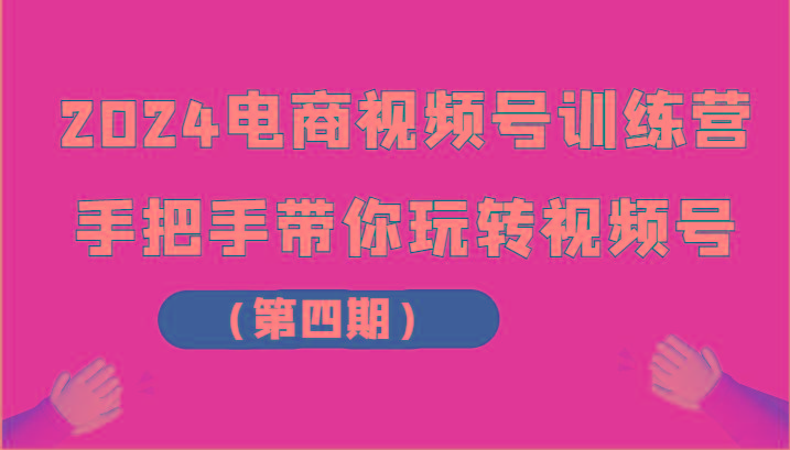 2024电商视频号训练营(第四期)手把手带你玩转视频号-搞钱日记