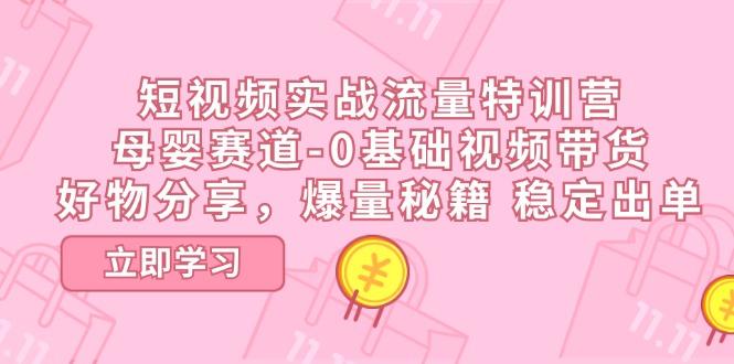 短视频实战流量特训营，母婴赛道-0基础带货，好物分享，爆量秘籍 稳定出单-搞钱日记