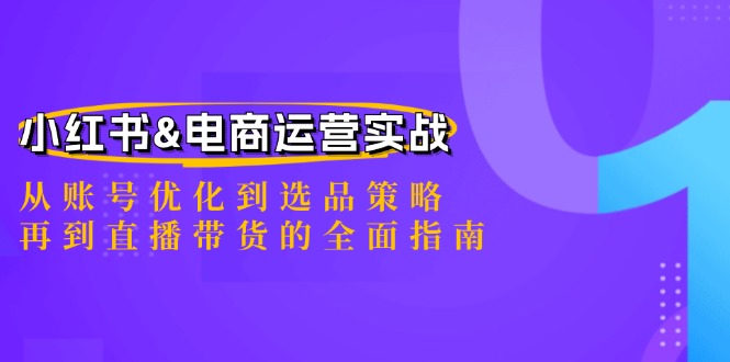 小红书&电商运营实战：从账号优化到选品策略，再到直播带货的全面指南-搞钱日记