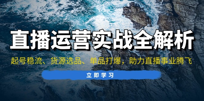 直播运营实战全解析：起号稳流、货源选品、单品打爆，助力直播事业腾飞-搞钱日记