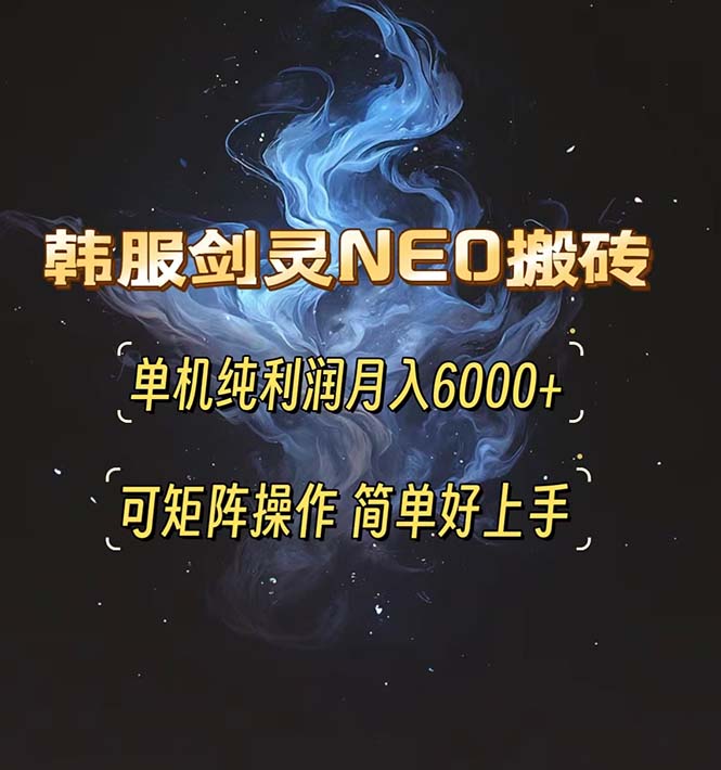 韩服剑灵NEO搬砖攻略，单机纯利润月入6000+ 可矩阵操作，简单好上手。-搞钱日记