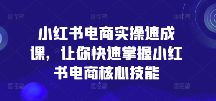 小红书电商实操速成课，让你快速掌握小红书电商核心技能-搞钱日记