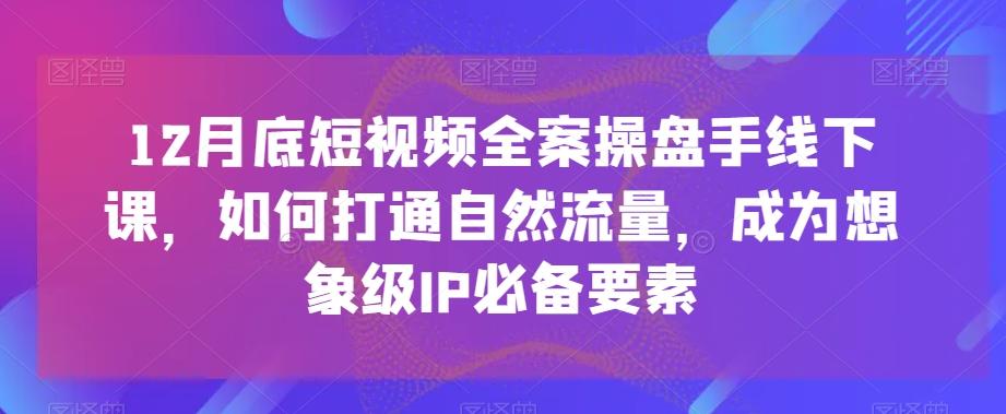 12月底短视频全案操盘手线下课，如何打通自然流量，成为想象级IP必备要素-搞钱日记