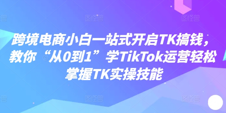 跨境电商小白一站式开启TK搞钱，教你“从0到1”学TikTok运营轻松掌握TK实操技能-搞钱日记