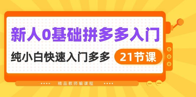 新人0基础拼多多入门，​纯小白快速入门多多(21节课-搞钱日记