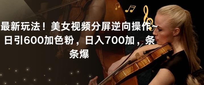 最新玩法！美女视频分屏逆向操作~日引600加色粉，日入700加，条条爆【揭秘】-搞钱日记