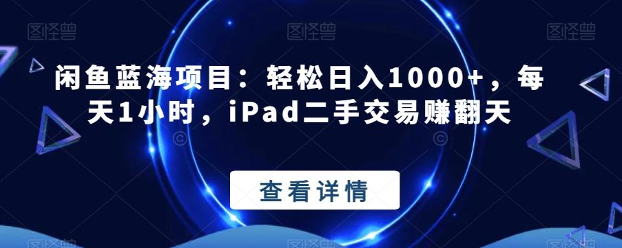 闲鱼蓝海项目：轻松日入1000+，每天1小时，iPad二手交易赚翻天-搞钱日记
