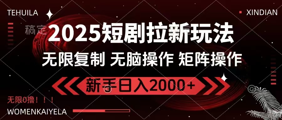 2025短剧拉新玩法，无需注册登录，无限0撸，无脑批量操作日入2000+-搞钱日记