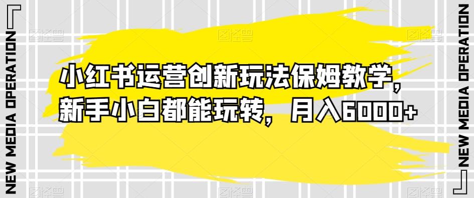 小红书运营创新玩法保姆教学，新手小白都能玩转，月入6000+【揭秘】-搞钱日记