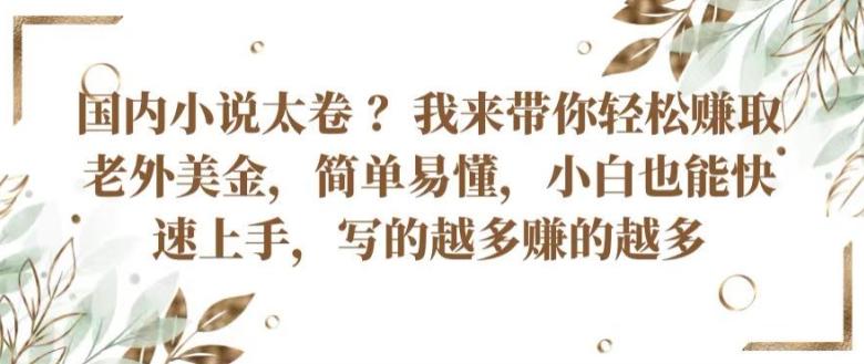 国内小说太卷 ?带你轻松赚取老外美金，简单易懂，小白也能快速上手，写的越多赚的越多【揭秘】-搞钱日记