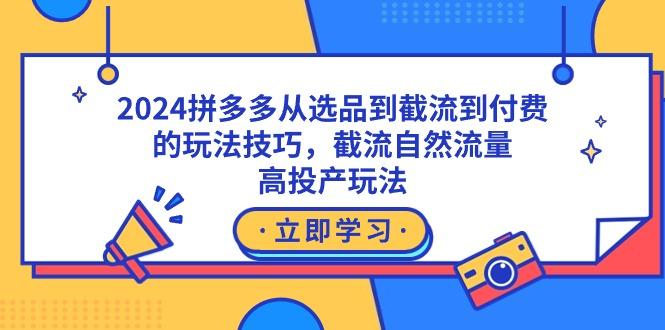 2024拼多多从选品到截流到付费的玩法技巧，截流自然流量玩法，高投产玩法-搞钱日记