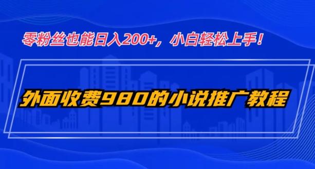 外面收费980的小说推广教程：零粉丝也能日入200+，小白轻松上手！-搞钱日记