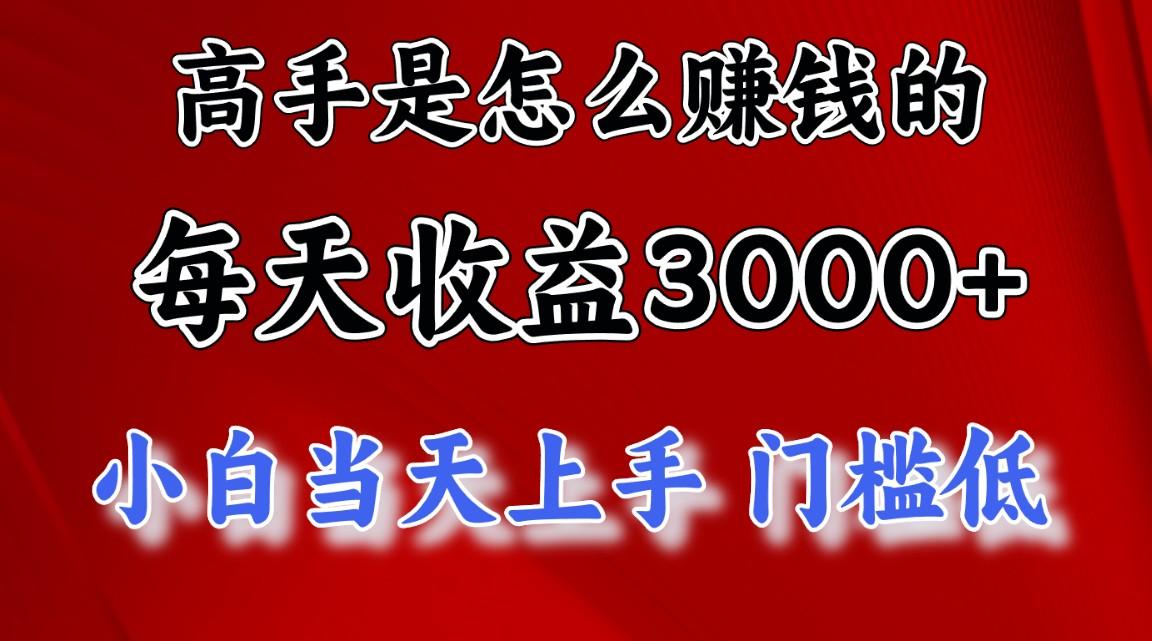 高手是怎么赚钱的，一天收益3000+ 这是穷人逆风翻盘的一个项目，非常稳...-搞钱日记