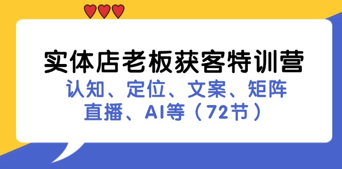 实体店老板获客特训营：认知、定位、文案、矩阵、直播、AI等(72节-搞钱日记