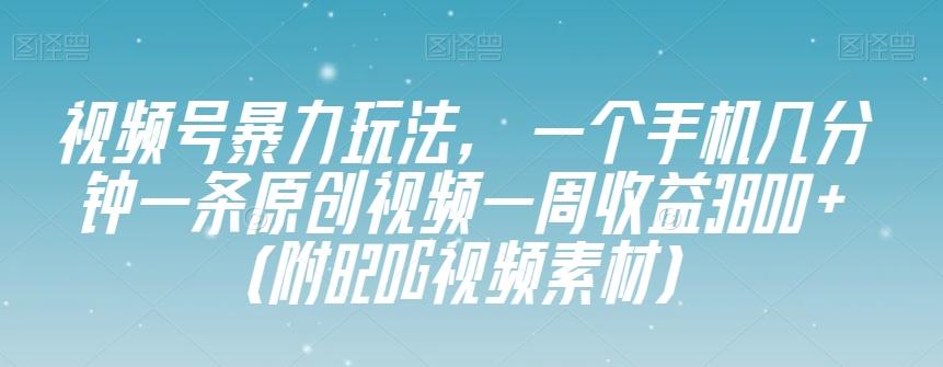 视频号暴力玩法，一个手机几分钟一条原创视频一周收益3800+（附820G视频素材）-搞钱日记
