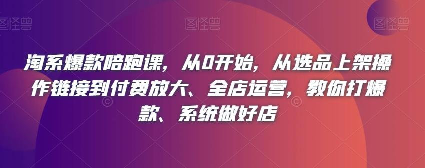 淘系爆款陪跑课，从0开始，从选品上架操作链接到付费放大、全店运营，教你打爆款、系统做好店-搞钱日记