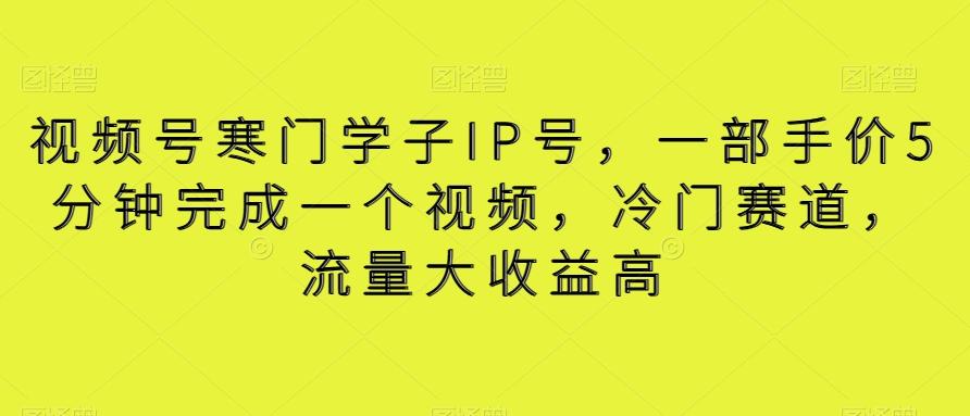 视频号寒门学子IP号，一部手价5分钟完成一个视频，冷门赛道，流量大收益高【揭秘】-搞钱日记