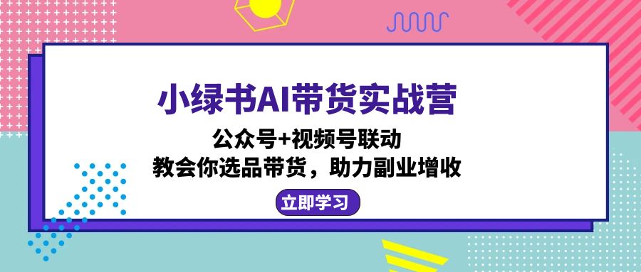 小绿书AI带货实战营：公众号+视频号联动，教会你选品带货，助力副业增收-搞钱日记