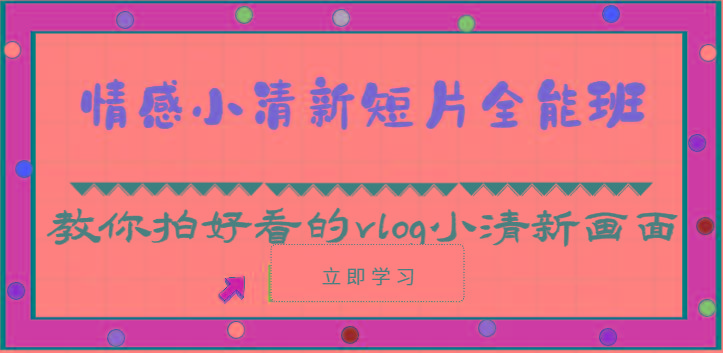 情感小清新短片全能班-教你拍好看的vlog小清新画面(30节课)-搞钱日记