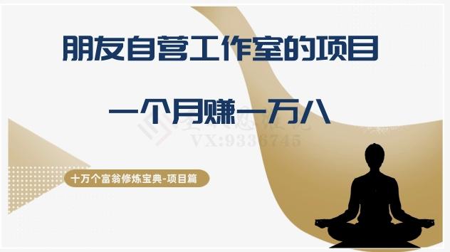 十万个富翁修炼宝典之16.朋友自营工作室的项目，一个月赚一万八-搞钱日记