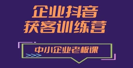 企业抖音营销获客增长训练营，中小企业老板必修课-搞钱日记