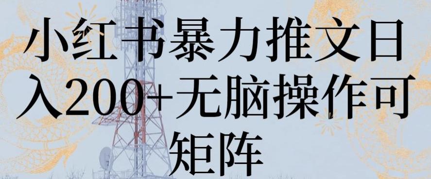 小红书暴力推文日入200+无脑操作可矩阵【揭秘】-搞钱日记