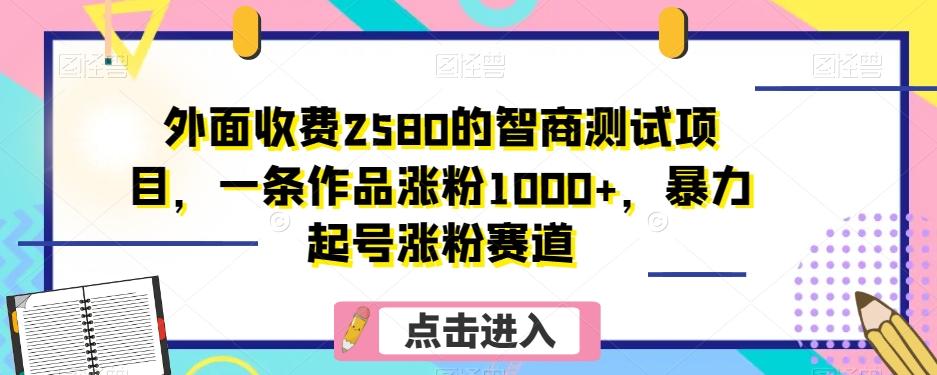 外面收费2580的智商测试项目，一条作品涨粉1000+，暴力起号涨粉赛道【揭秘】-搞钱日记
