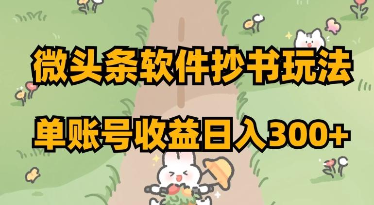 微头条软件抄书玩法，单账号收益日入300+【揭秘】-搞钱日记